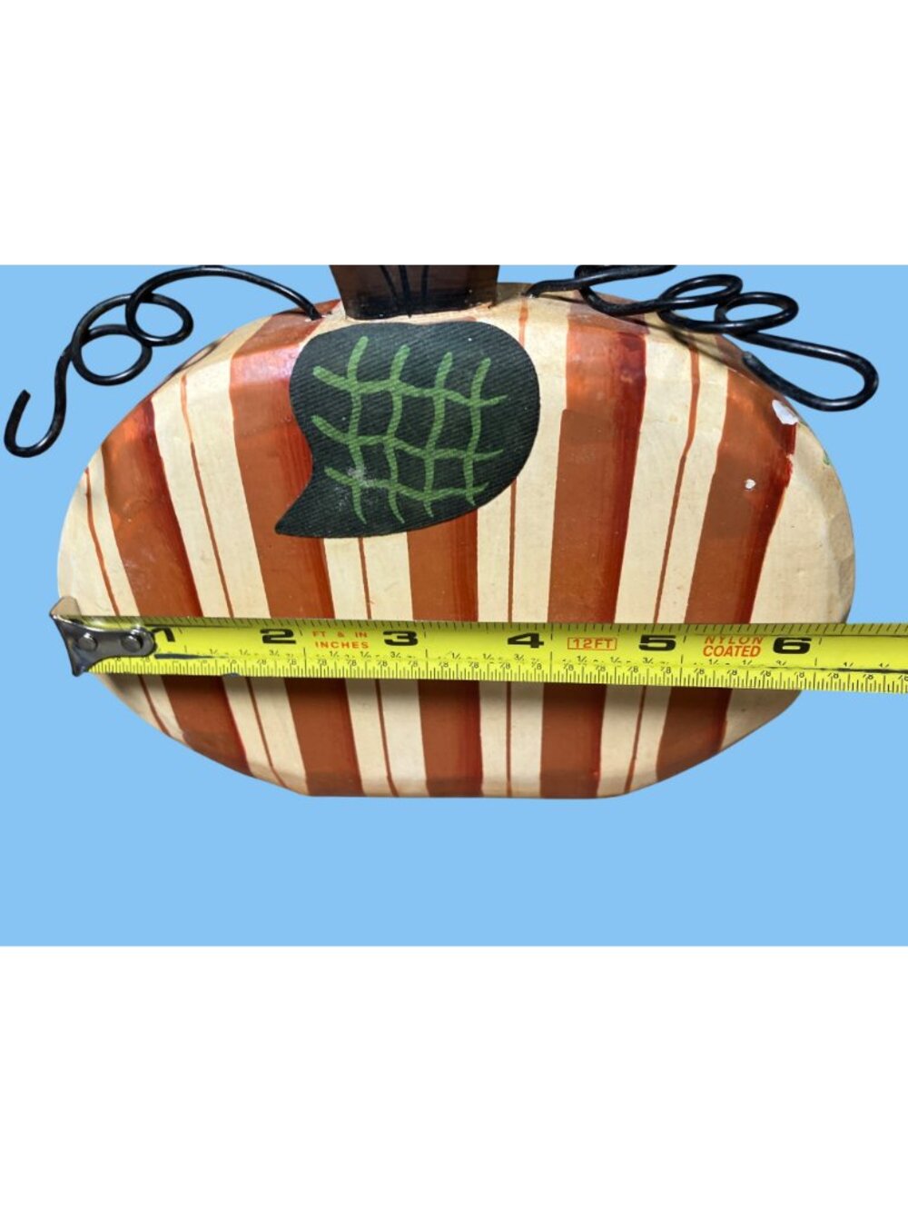 Handcrafted Wooden Pumpkin Set With Painted Stripes and Polka Dots - Picture 7 of 10